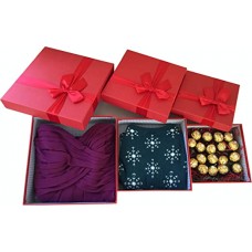 Gift Box with Ribbon, 11 inches, a Nested Set of 3 (Red)