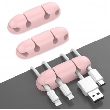 3 Pack Cable Organizer Clips Compact Design Desk Cord Holder Keeper Strong Adhesive Wire Holder for Organizing USB Cable/Power Cord/Wire Home Office and Car(Pink) 