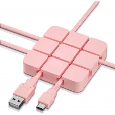Cable Clips, Rubber USB Cord Holder for Desk, Cable Management for Nightstand, Cable Organizer Clips Adhesive - Pink 