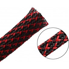 25ft - 1 inch PET Expandable Braided Sleeving – Blackred – Alex Tech braided cable sleeve 