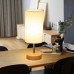 Bedside Lamp with USB port - Touch Control Table Lamp for Bedroom Wood 3 Way Dimmable Nightstand Lamp with Round Flaxen Fabric Shade for Living Room, Kids Room, College Dorm, Office(LED Bulb Included) 