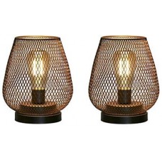 Set of 2 Metal Cage LED Lantern Battery Powered Cordless Accent Light with LED Great for Weddings Parties Patio Events for Indoors Outdoors 