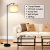 Rottogoon Floor Lamp for Living Room, LED Standing Lamp with 2 Lamp Shades for Bedroom, 9W LED Bulb Included 