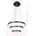 Modern Black LED Chandelier with 3-Ring Black Adjustable Hanging Pendant Light Ceiling Light Fixtures for Living Dining Room Kitchen Bedroom (16 inches Chandelier) - Cool Light, 6000K,56W 
