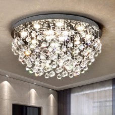 K9 Crystal Chandelier Lighting Flush Mount LED Ceiling Light Fixture Pendant Chandelier for Livingroom 12 GU10 Bulbs Required Width 28 inch x Height 16 inch