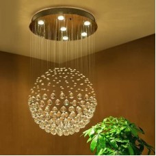 Chandelier Modern K9 Crystal Raindrop Chandelier Lighting Flush mount LED Ceiling Light Fixture Pendant Lamp for Dining Room Bathroom Bedroom Livingroom 6 GU10 LED Bulbs Required H32 X D18 