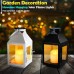 Outdoor Hanging Solar Lights Lantern Waterproof LED Lantern Flickering Flame Candle for Patio Courtyard Garden Decorative Warm Yellow Light 