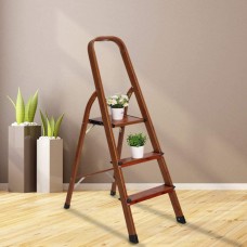 3 Step Ladder Woodgrain Aluminum Lightweight Ladders Folding Step Stool for Home and Kitchen Ladder 330lb 