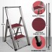 Aluminum Folding 2 Step Modern Ladder, Anti Slip, Sturdy, Lightweight and 2" Slim Design, Very Easy to Store, Heavy Duty, Aluminum/Mahogany
