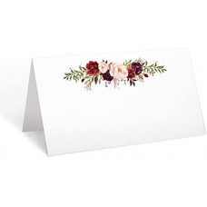 321Done Floral Place Cards 3.5" x 2" (Set of 50) Blank for Name Food Table Setting Dinner Party Seating Wedding Reception
