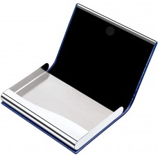 Business Card Case Leather & Stainless Steel Multi Card Case (Blue)