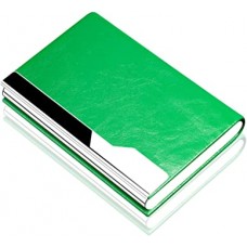 Business Card Case Leather & Stainless Steel Multi Card Case (Green)