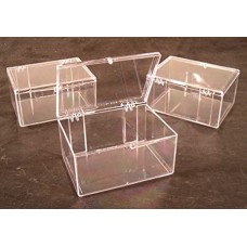 Lot of 3 Crystal Clear Hinged Plastic Trading Card Storage Boxes (100-ct) 