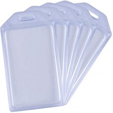 5 Pack Hard Plastic Vertical Silicone Soft Clear PVC Card Holder Name Tag Holder
