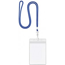 100 Pcs Clear Plastic Name Tags Badge ID Card Holders （Royal Blue）