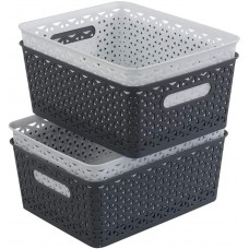 8 Litre Plastic Woven Storage Basket,4 Packs
