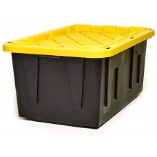 Tote Box, Stackable, 2 Pack, Black/Yellow