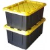 Tote Box, Stackable, 2 Pack, Black/Yellow