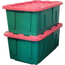 Holiday Plastic Storage Container, 2 Pack, Red/Green