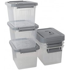 Stackable Plastic Storage Latch Box/Containers, 6 Packs