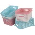 Blue Pink White Plastic Storage Baskets, 6 Packs