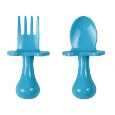 Mini Spoon and Fork Training Utensil Set (Blue)