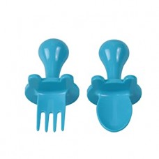 Mini Spoon and Fork Training Utensil Set  (Blue)