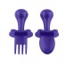 Mini Spoon and Fork Training Utensil Set  (Purple)