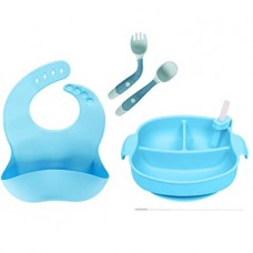 5 Piece Silicone Baby Feeding Set(Blue)