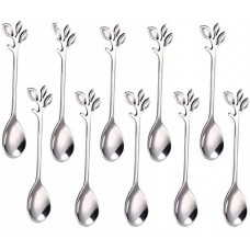 Stainless Steel Leaf Coffee Spoon(Silver)