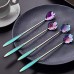 Stainless Steel Tableware Creative Flower Spoon Set of 8,Rainbow