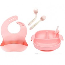 5 Piece Silicone Baby Feeding Set(Pink)