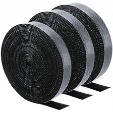 16.6 ft x 3 Roll Reusable Cable Straps Cable Clips Cable Ties Hook & Black Organizing Cord Organizer 