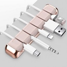 5 Slots Cable Organizer Holder Metal Frame Desktop Cord Wire Clips Keeper (Pink)