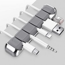 5 Slots Cable Organizer Holder Metal Frame Desktop Cord Wire Clips Keeper (Grey)