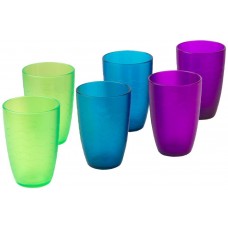 Durable Plastic Cups, Beverage Tumblers 11.3 oz/330 ml, Set of 6 in 3 Assorted Colors