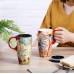 Coffee Ceramic Mug Porcelain Latte Tea Cup With Lid in Box 17 oz. 2 Pack