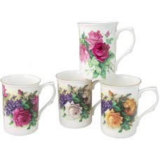 Classic English Garden Rose 10-Ounce Mug, Set of 4