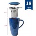 18 OZ Tea Mug with Infuser, Tea Steeper (Reactive Blue)