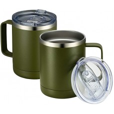 12oz Coffee Mug With Handle 2 Pack Bulk(Army Green,Set of 2)