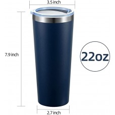 22oz Tumbler 4 Pack Stainless Steel Travel Coffee Mug with Lids Double Wall Insulated Coffee Cup(Navy, 4 pack)